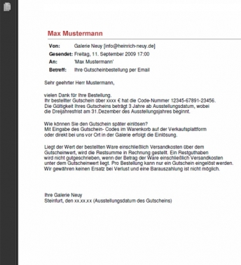 Gutschein per E-Mail